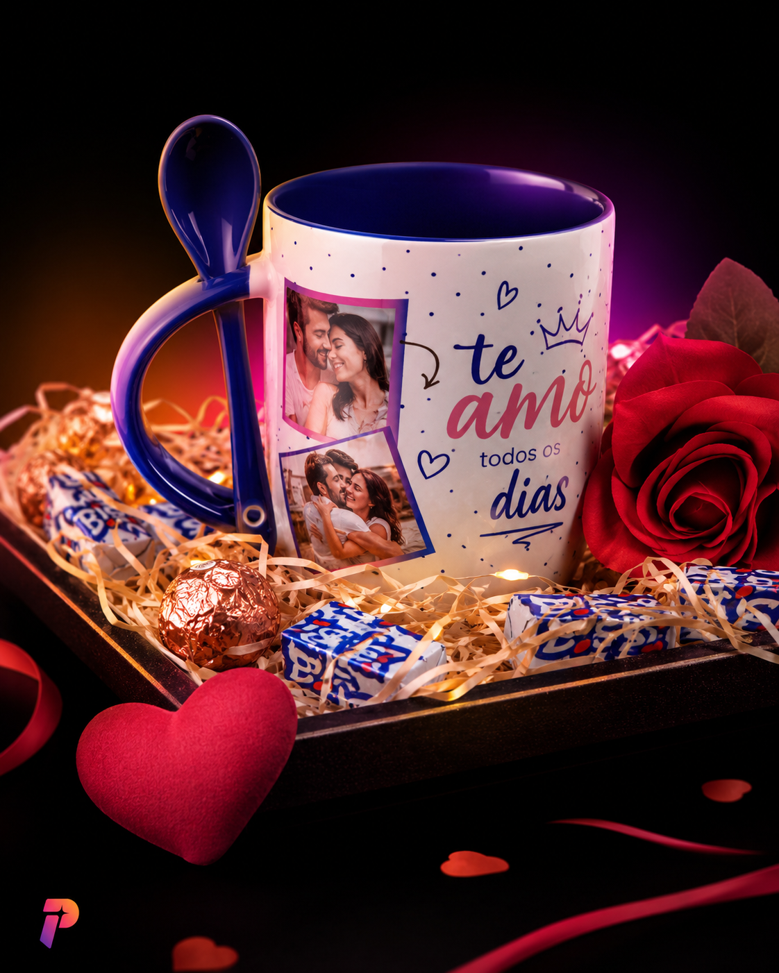 Caneca romântica personalizada com fotos