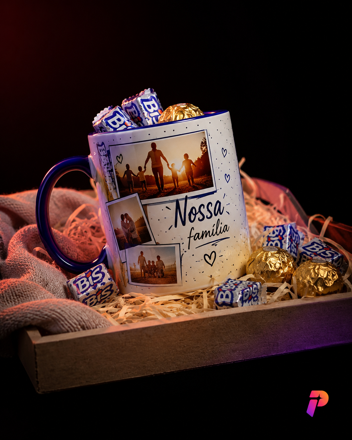 Kit Nossa família com caneca personalizada e chocolates