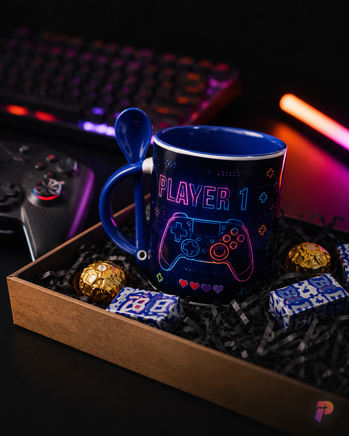 Kit gamer Player 1 com caneca personalizada
